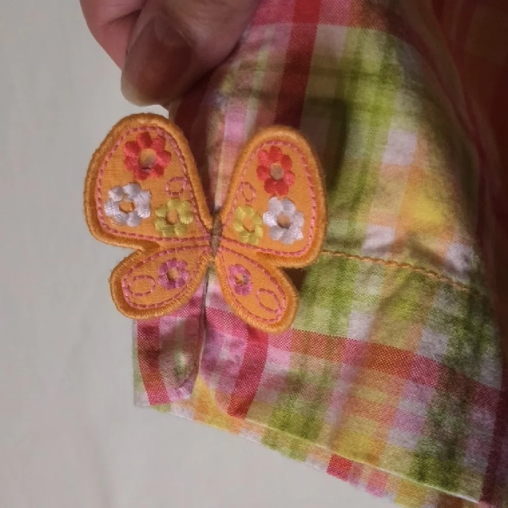 Gymboree Multicolor Plaid Cotton Capris With Butterflies Size 8